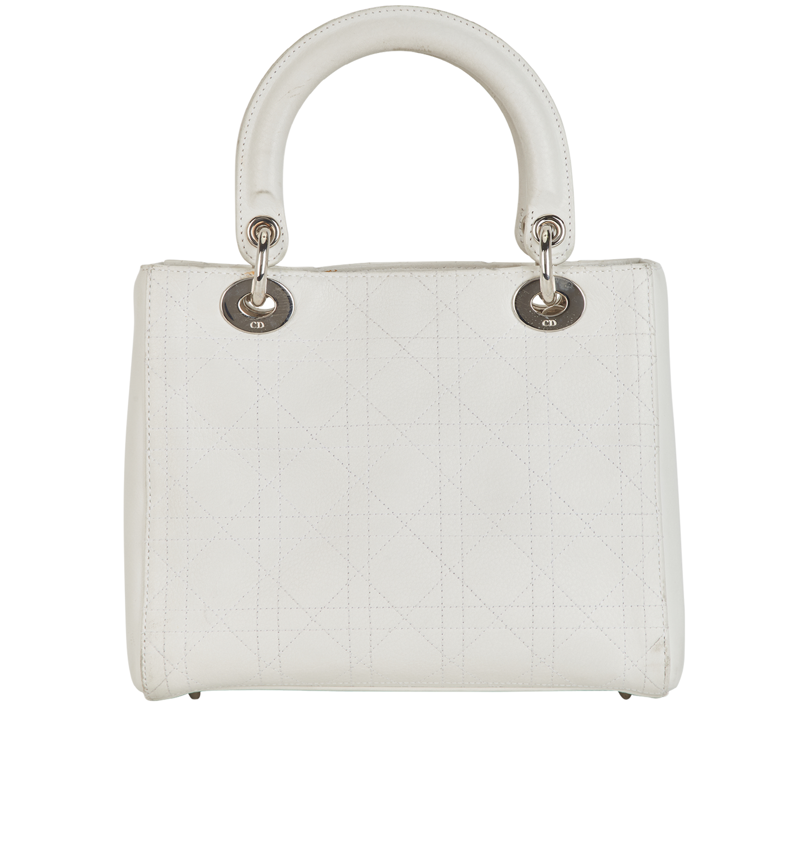Medium Lady Dior Bag, &pound;1,400, Handbags, White, Leather, Back view